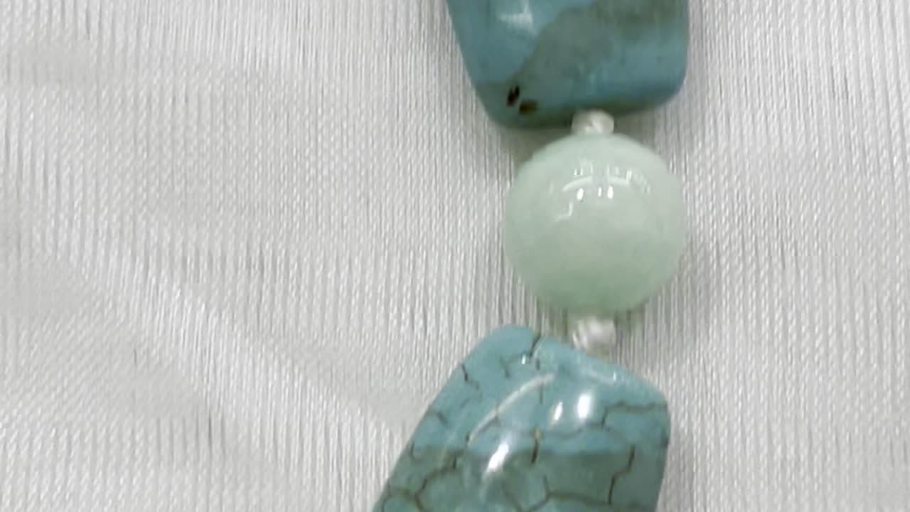 Handmade + Knotting Unique 19” Statement Necklace with 925 Silver, Turquoise