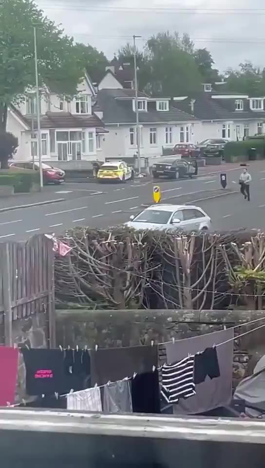 The British police flee chased by usual suspect with a chainsaw.