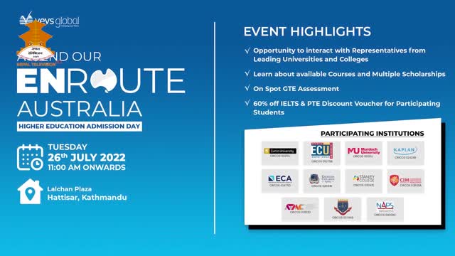 ENROUTE Australia Higher Education Admission Day 26th July 2022 VEVS GLOBAL, Hattisar EDUCAST NTV
