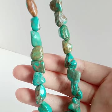 Natural turquoise pendant with orange spiny oyster smooth beads simple necklace gift04