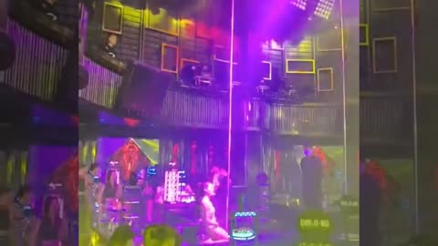 Beauty Chinese girl show sexy pole dancing in bar