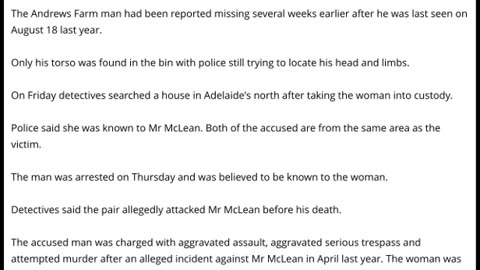 Man & Woman Charged With Murder Of Geoffrey McLean - Found Last October Dismembered In A Wheelie Bin