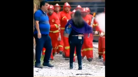 Spoofing street firemen spoofing passers-by