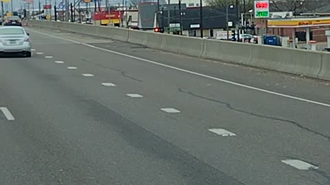 Ukrainian flags flying next to American flags in Dallas Texas