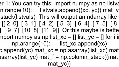 Create 2d Array in Python Using For Loop Results