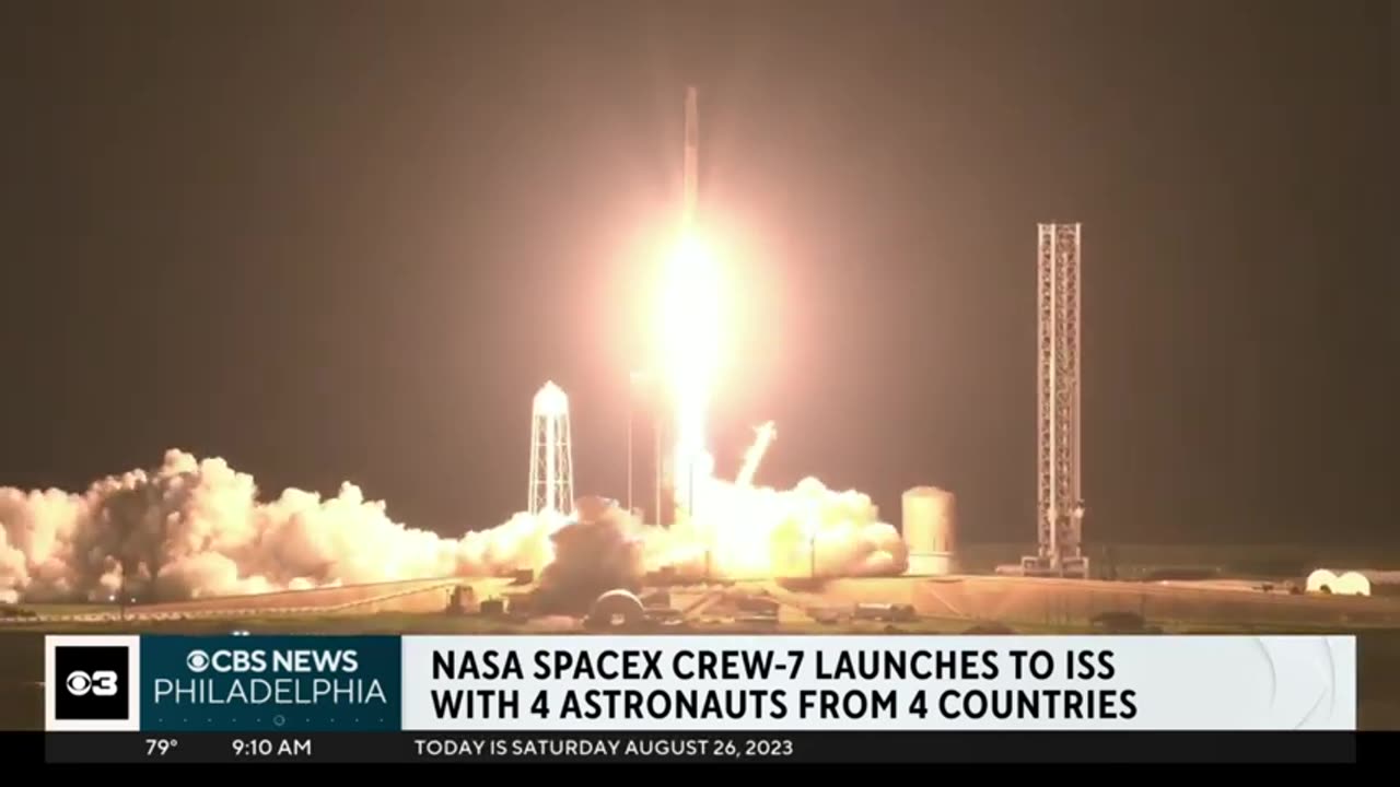 NASA/SpaceX Crew-7 mission launches to ISS with 4 astronauts