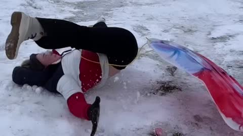 Slow Motion Sled Jump Wipeout