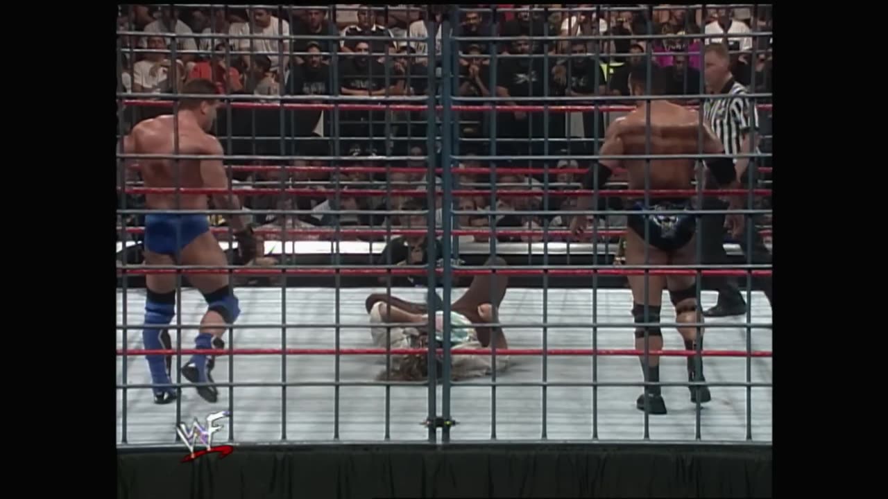 FULL MATCH- The Rock vs. Mankind vs. Ken Shamrock Steel Cage- Breakdown- In Your House