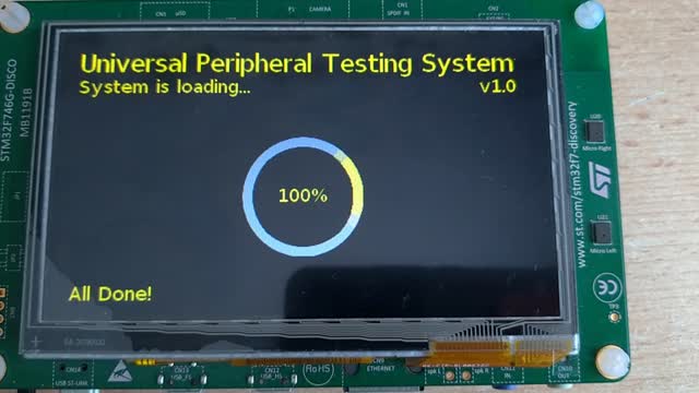 UPTS Splash Screen Final (yellow theme) on STM32F746 and LvGL