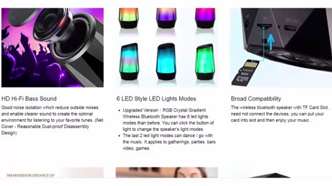 CLEVER BRIGHT H1 Colorful Crystal Bluetooth Speaker