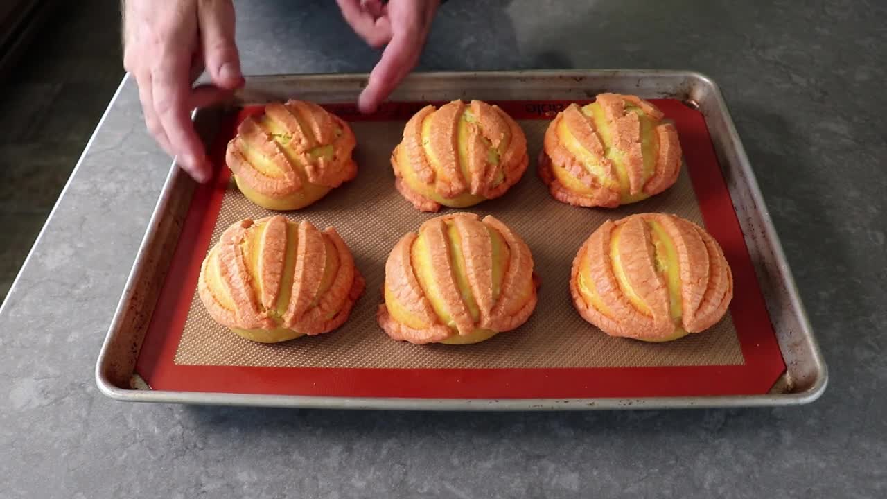 Pumpkin Conchas - Mexican Sweet Bread - Food Wishes