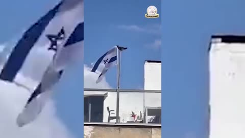 Crow takes down Israeli flag and throws it on the ground