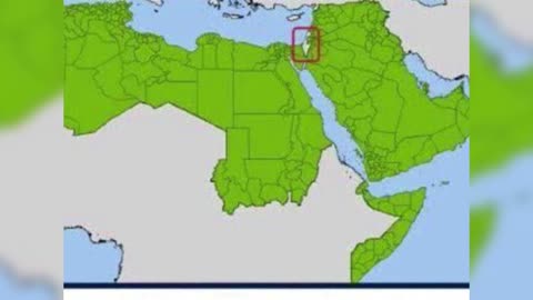 The Arab world is marked in green. Small dot on the map - Israel