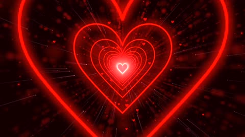 140. ❤️Red Heart Background Neon Lights Love Heart Tunnel Loop