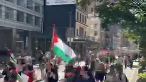 #NYC Public Demonstaration for Palestine their Slogan is Free Palestine
