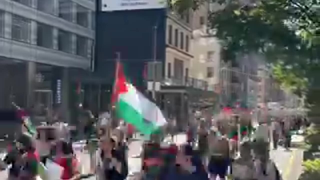#NYC Public Demonstaration for Palestine their Slogan is Free Palestine