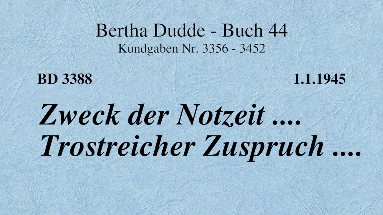BD 3388 - ZWECK DER NOTZEIT .... TROSTREICHER ZUSPRUCH ....
