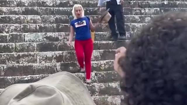 Tourist climbs sacred Mayan pyramid, gets booed by crowd