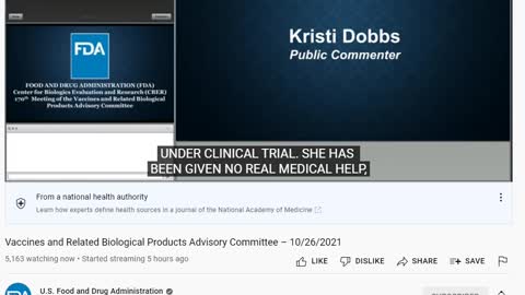 Kristi Dobbs at FDA meeting for Pfizer Vaccine For Children As Young As 5 -11