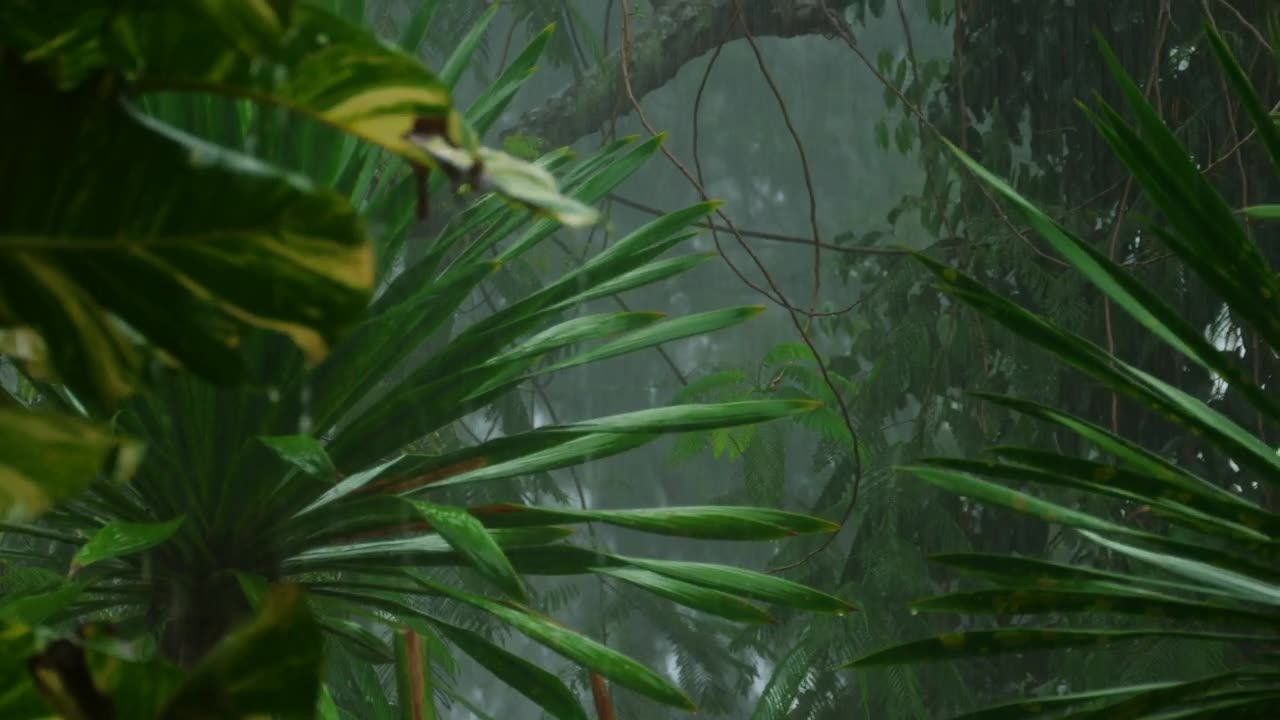 Heavy rain in the tropical forest