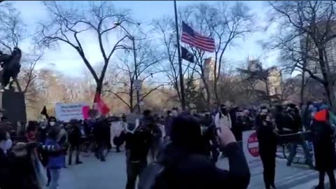 A militia made up of black Antifa neighborhoods marched into Manhattan today