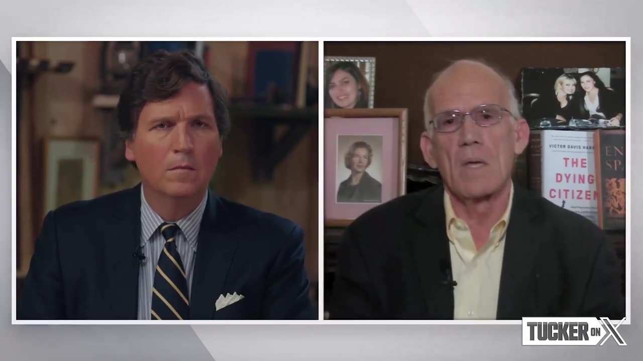 Tucker x Victor Davis Hanson .Donald Trump appeared in court , but it wasn’t a legal proceeding