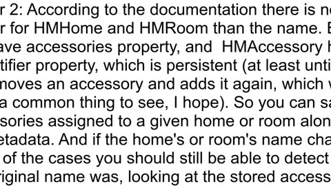 HomeKit HMHome and HMRoom identifiers extra metadata