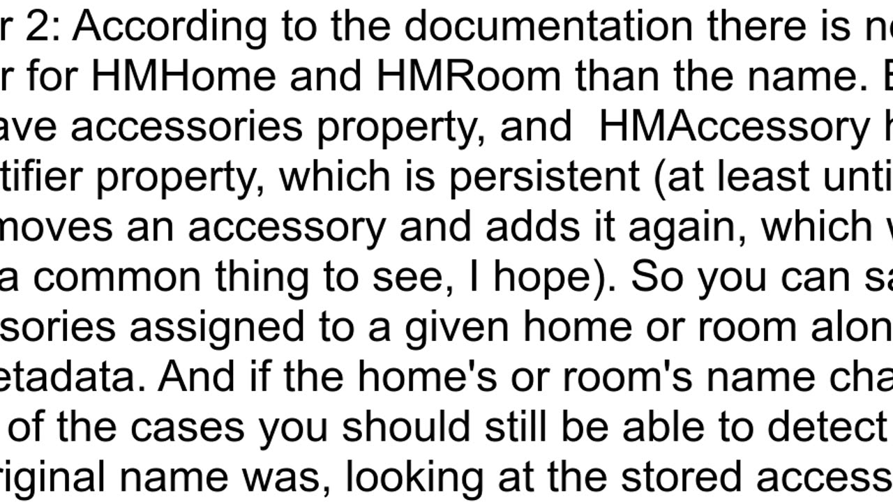 HomeKit HMHome and HMRoom identifiers extra metadata