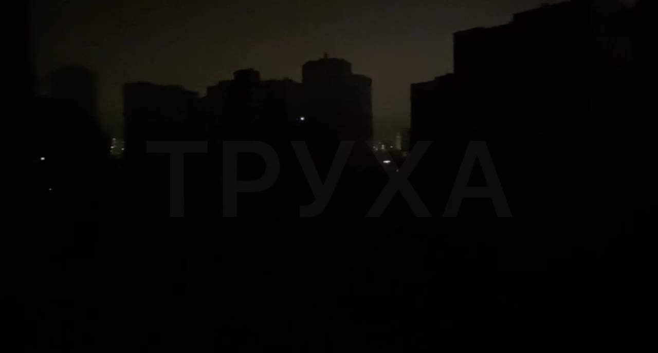 Images of power outages in the evening suburbs of Kiev.