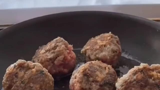 The meatball making process