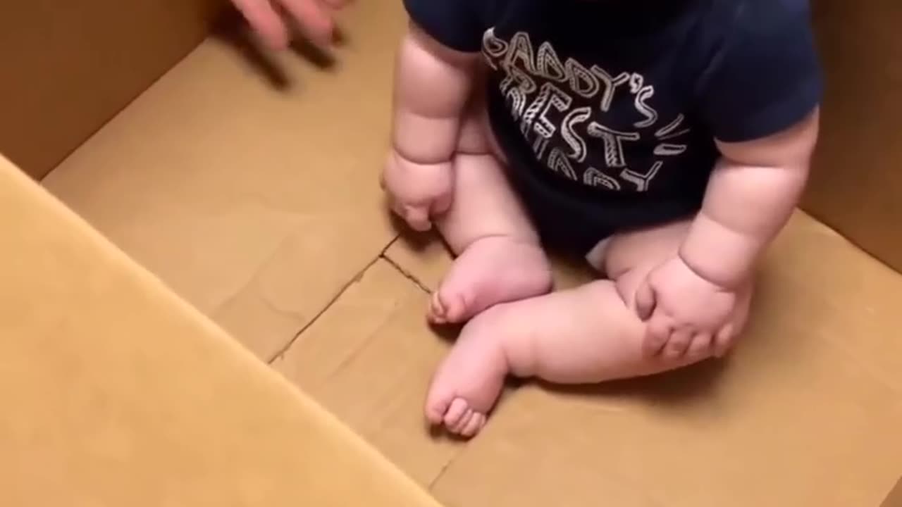 Cute baby laughing 💝 in a box 🎁