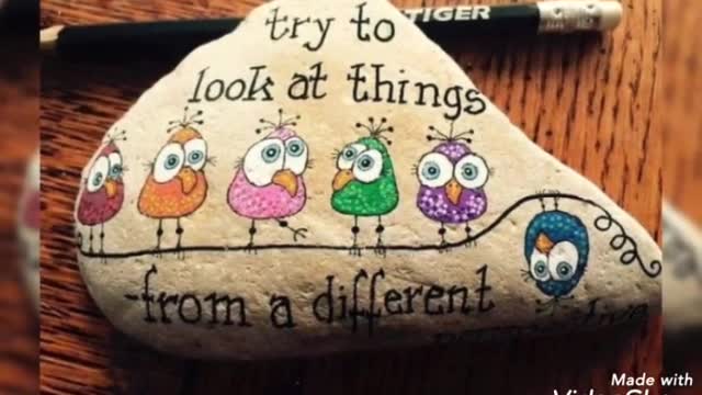 newest floral painting on rocks and stones