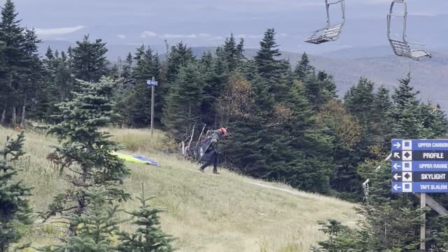 Jumping off the side of Cannon Mountain NH