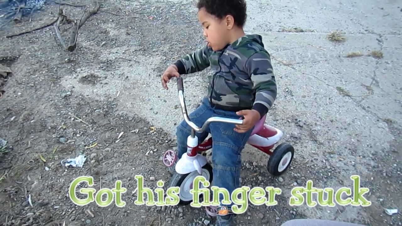 Finger Caught In Trike & 'Hair' Caught Under Tire!