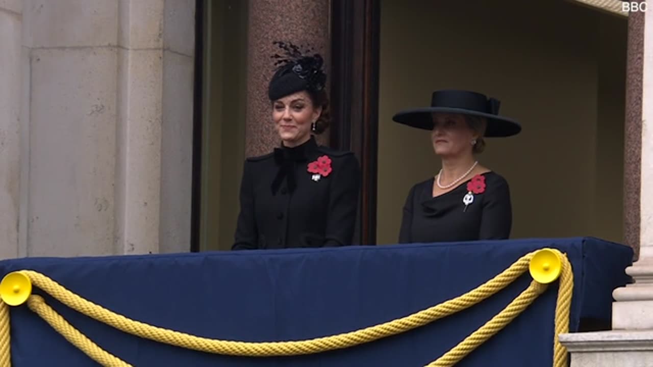 Kate and Sophie attend Remembrance Sunday at the Cenotaph