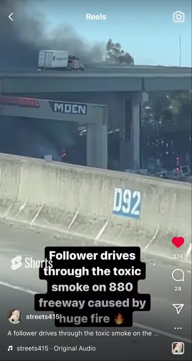 Bay Area Drivers Forced to Drive Through Toxic Smoke on 880 Freeway Caused by Fire