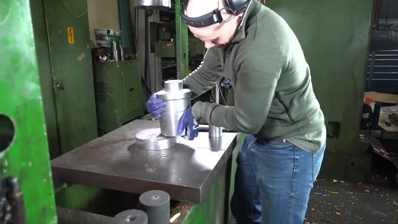 Hydraulic Press Turns Snow into Solid Ice