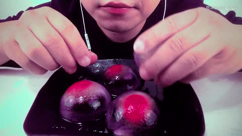 Eat small tomato half balls frozen in ice and listen to the crunch!