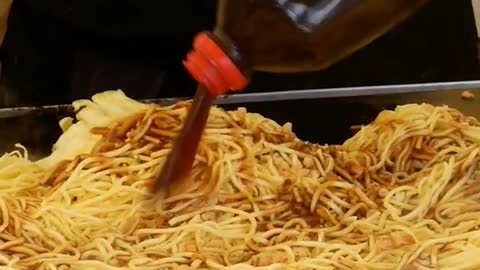 Japanese Fried Noodles Street Food in Hokkaido Food Market Festival