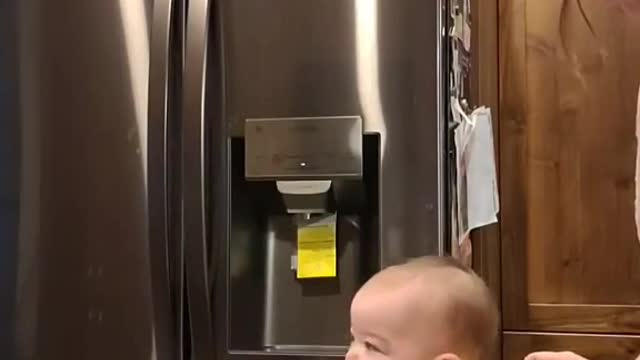 Dog Startles Baby into Spilling Water