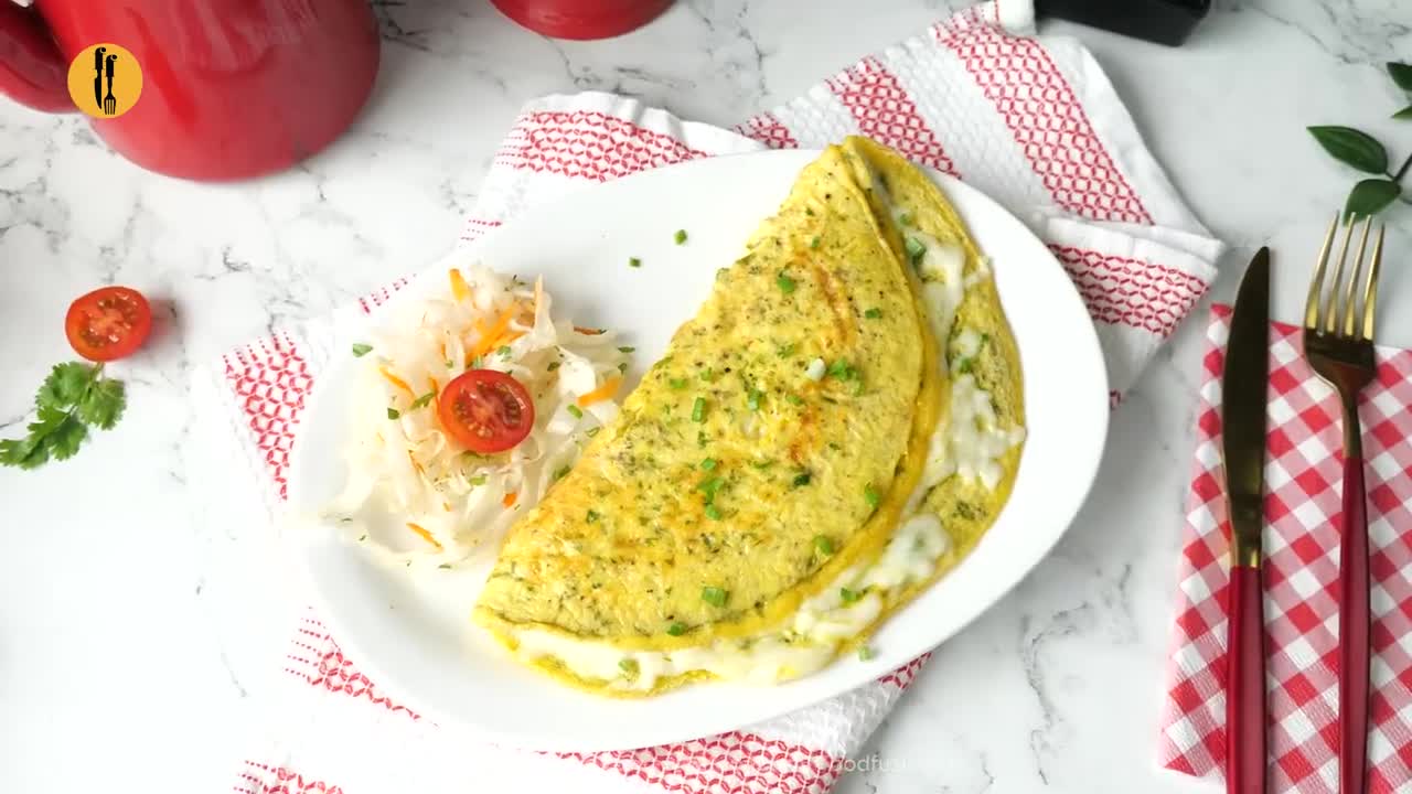 Fluffy Cheese Omelette Recipe - Weekend Breakfast Ideas by Food Fusion