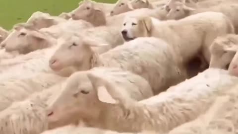 Adorable Dog Takes a Stroll with a Flock of Sheep