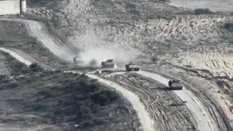 Israeli tanks and engineering vehicles entering Border and laying foundations for ground operation