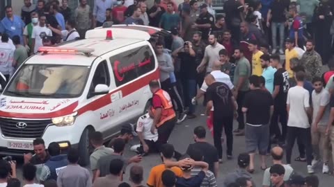 Civilians arrive at hospital in Gaza following Israeli bombing