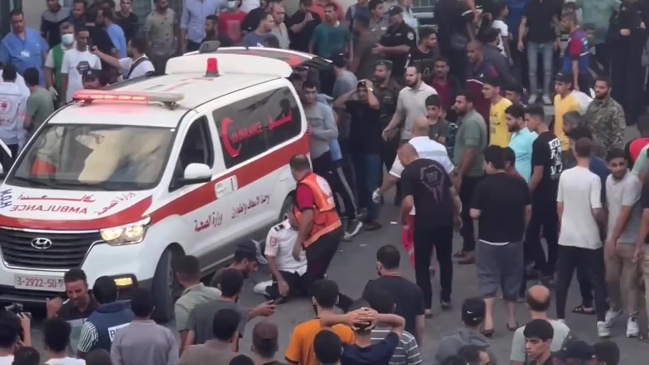 Civilians arrive at hospital in Gaza following Israeli bombing
