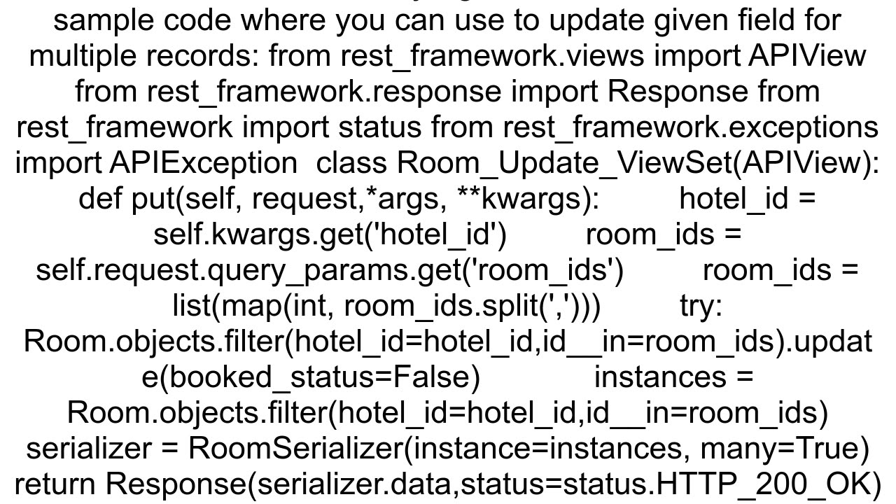 Django Rest Framework bulk updates inserting instead of updating