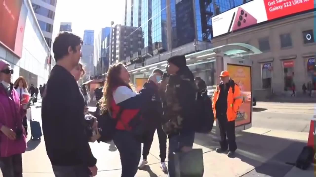 LGBTQ lady loses her cool in Dundas Square Toronto