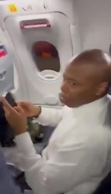 Democrat New York mayor Eric Adams gets confronted on a plane by an enraged pro-Palestine protester
