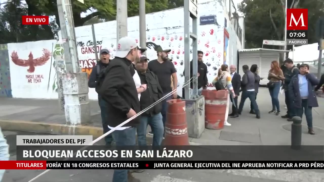 Trabajadores realizan bloqueo del acceso a San Lázaro por la reforma judicial