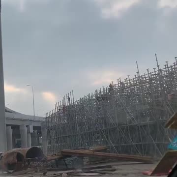 Road bridge shifted from its support posts in Guangdong